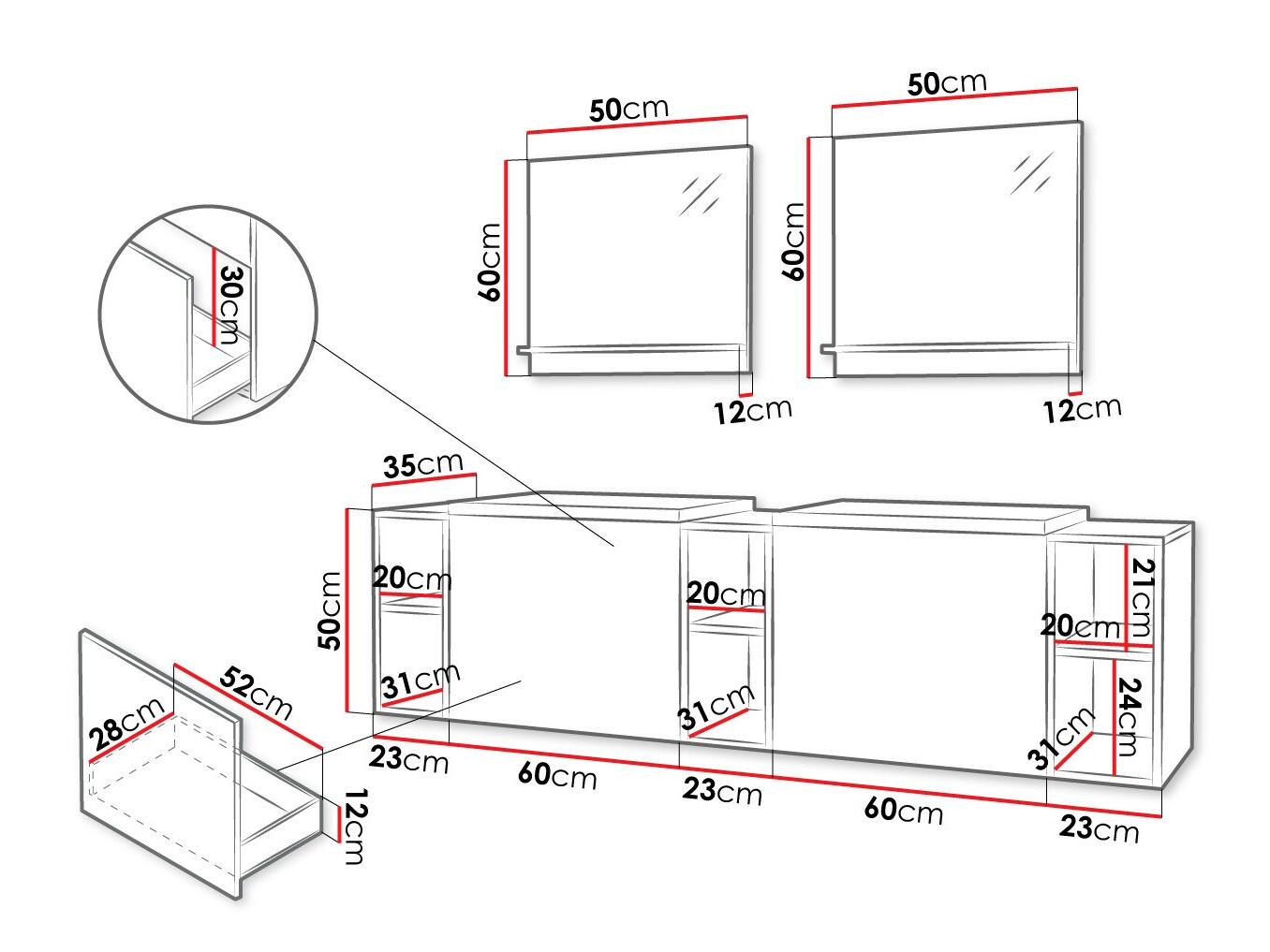 Conjunto de mueble de baño Comfivo Delphinus IV (Blanco)