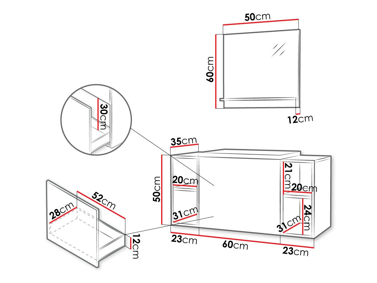 Conjunto de mueble de baño Comfivo Delphinus IX (Blanco)