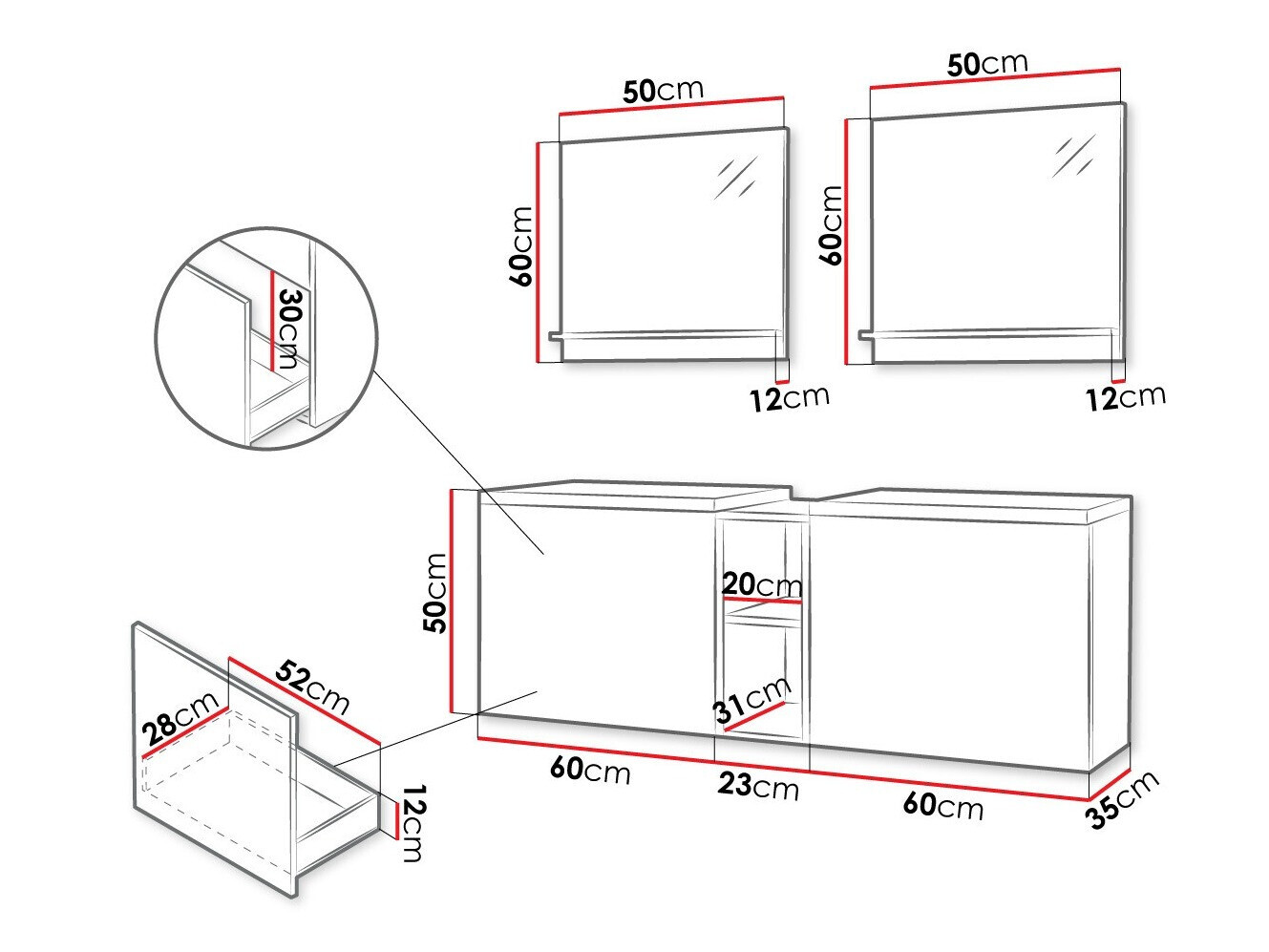 Conjunto de mueble de baño Comfivo Livciro 105 (Blanco)