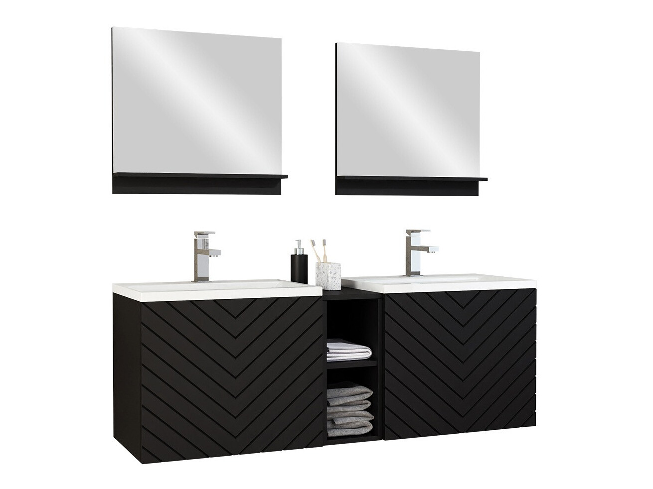 Conjunto de mueble de baño Comfivo Livciro 105 (Negro + Grafito)