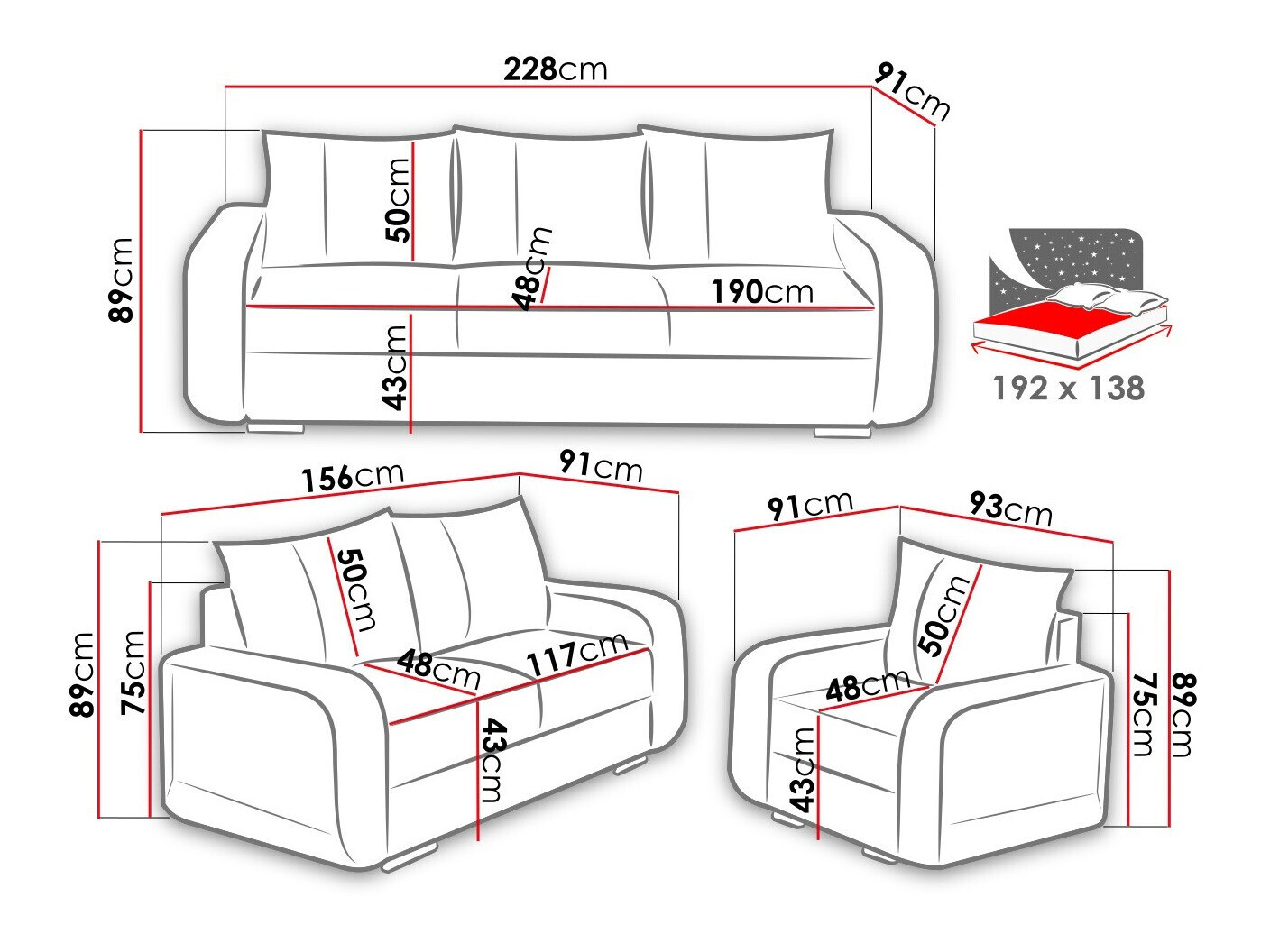 Conjunto de muebles tapizado Temple A103