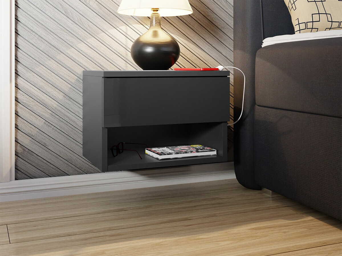 Mesilla de noche Utica 105 (Antracita + Gloss antracita)