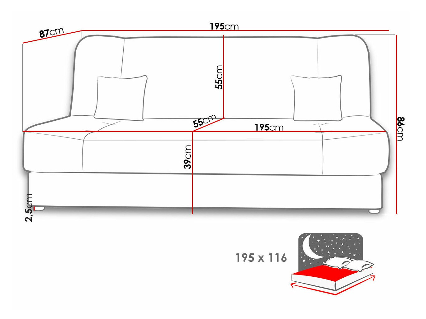 Sofá cama Comfivo 136 (Poso 100)