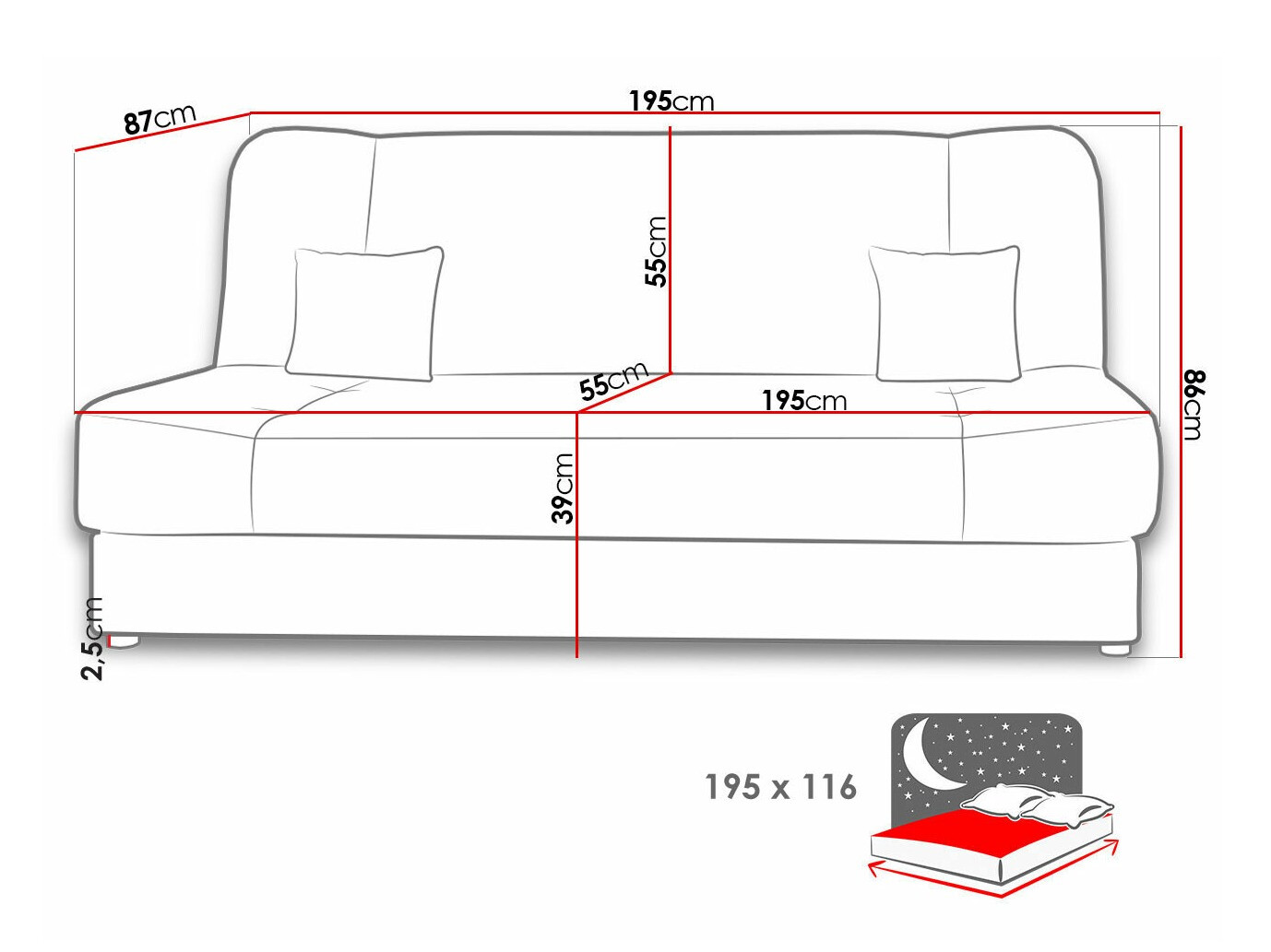 Sofá cama Comfivo Cera III (Poso 110)
