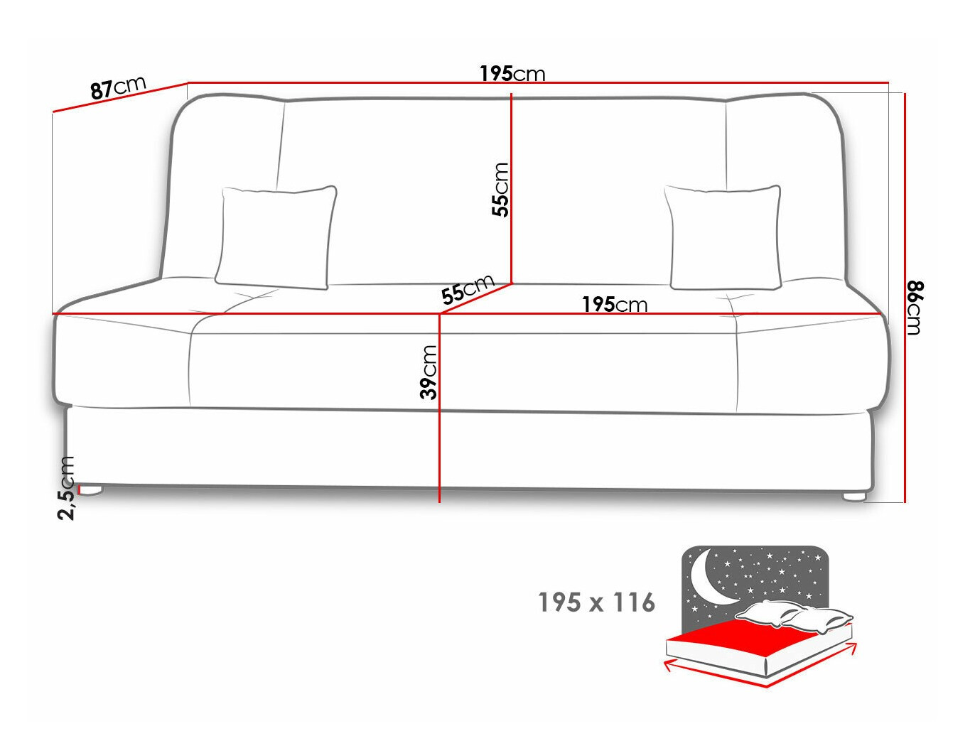 Sofá cama Comfivo Cera III (Poso 135)