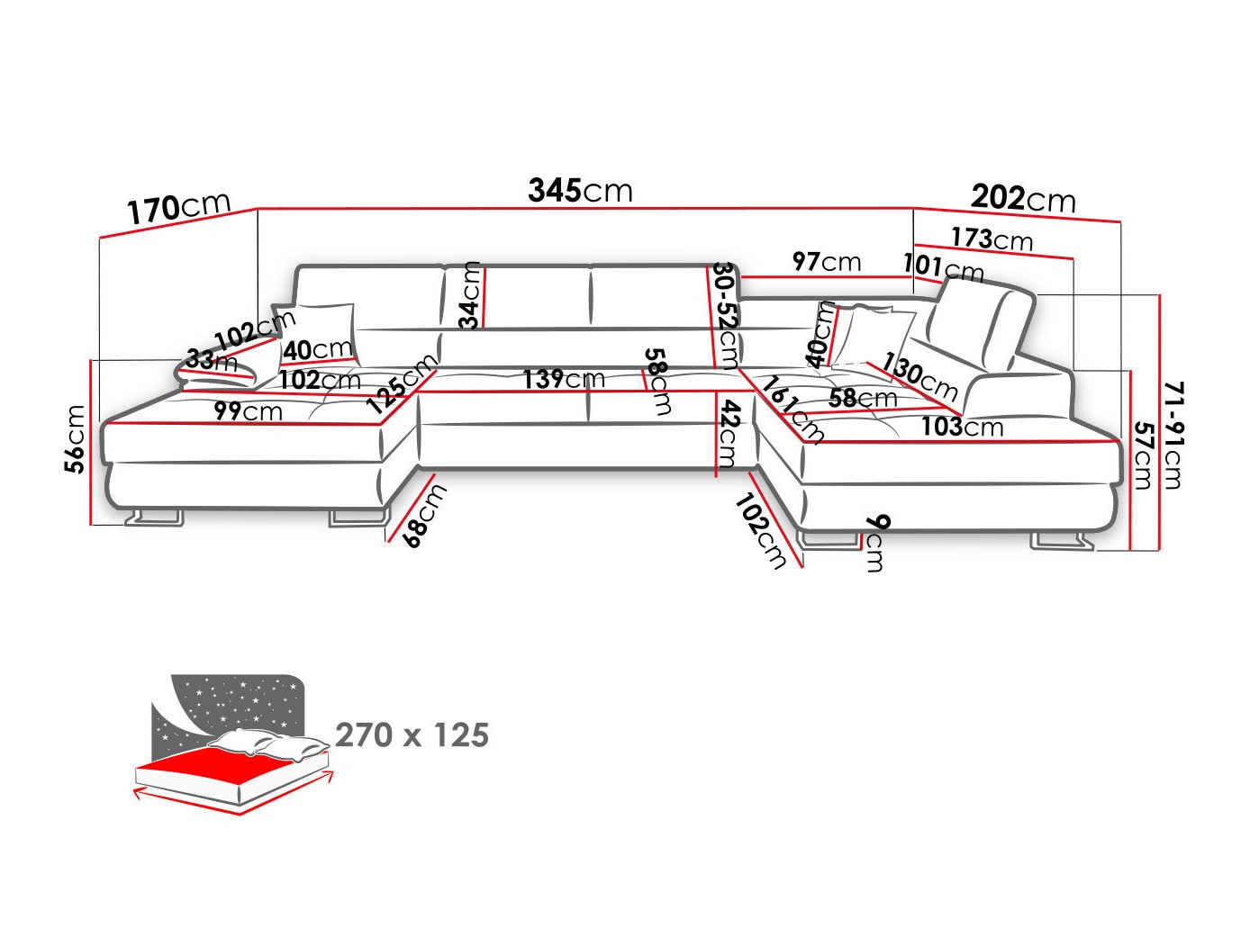 Sofá rinconero Comfivo 138 (Poso 135)