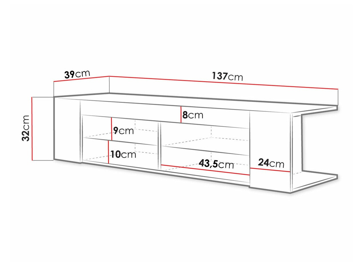 Mueble TV Nashville 113 (Negro + Negro brillante)