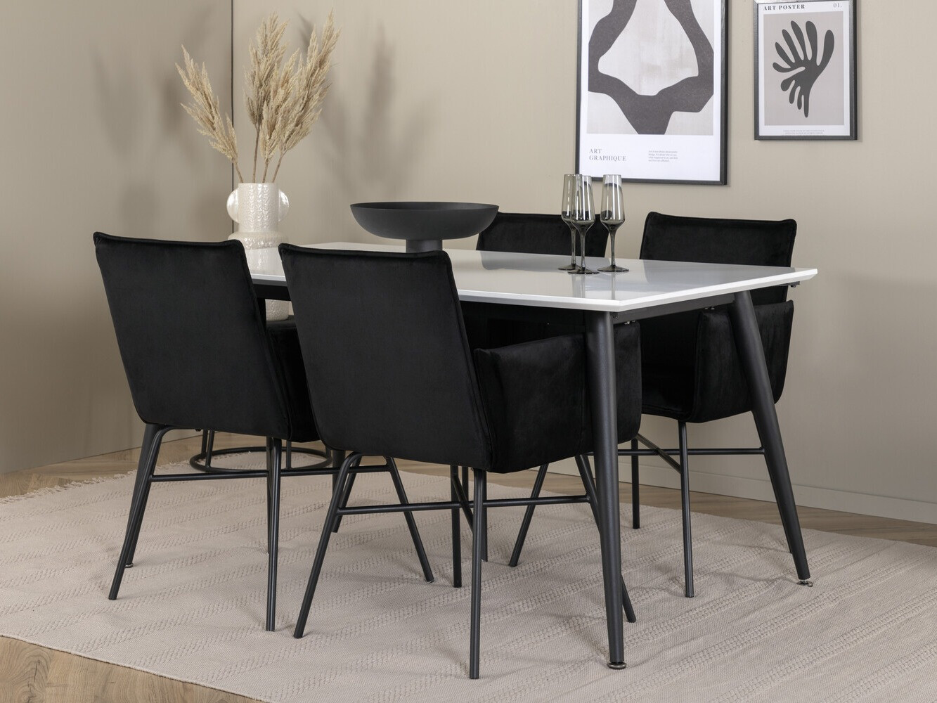 Conjunto de mesas y sillas para comedor Dallas 2734 (Negro)