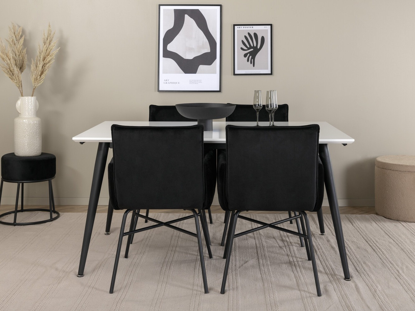 Conjunto de mesas y sillas para comedor Dallas 2734 (Negro)