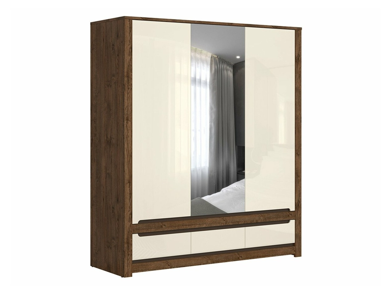 Armario Ophevaru 114 (Crema brillante + April roble)