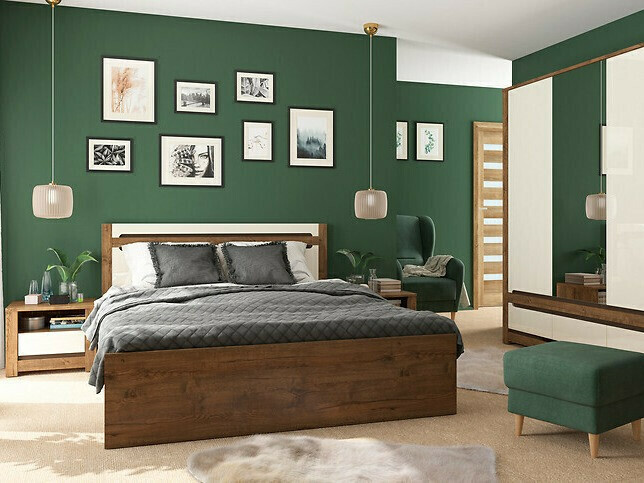 Cama Ophevaru 116 (Crema brillante + April roble)