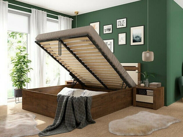 Cama Ophevaru 116 (Crema brillante + April roble)