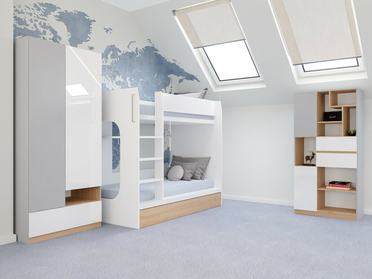 Conjunto de dormitorio infantil Nuevaru 119 (Blanco brillante)