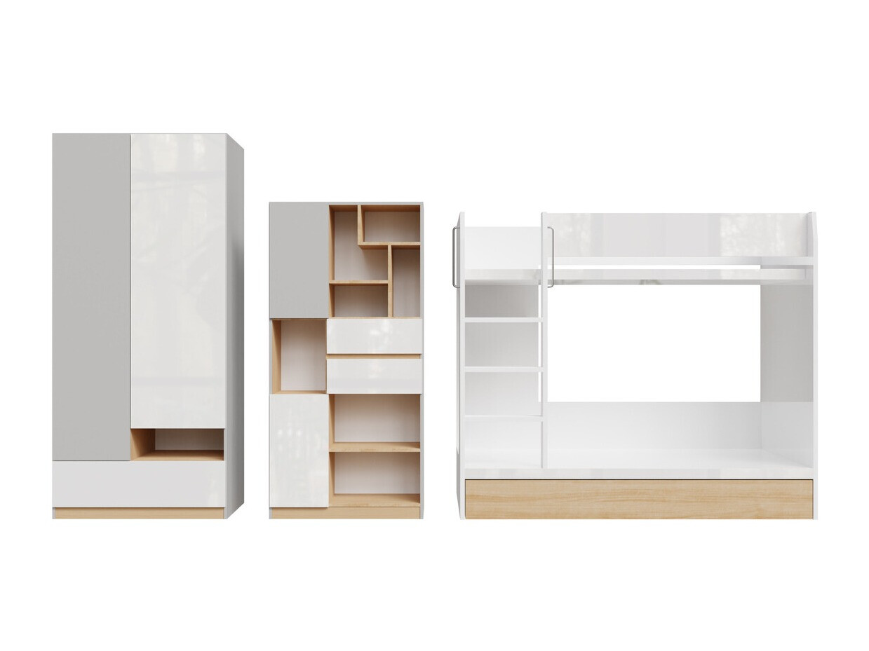 Conjunto de dormitorio infantil Nuevaru 119 (Blanco brillante)