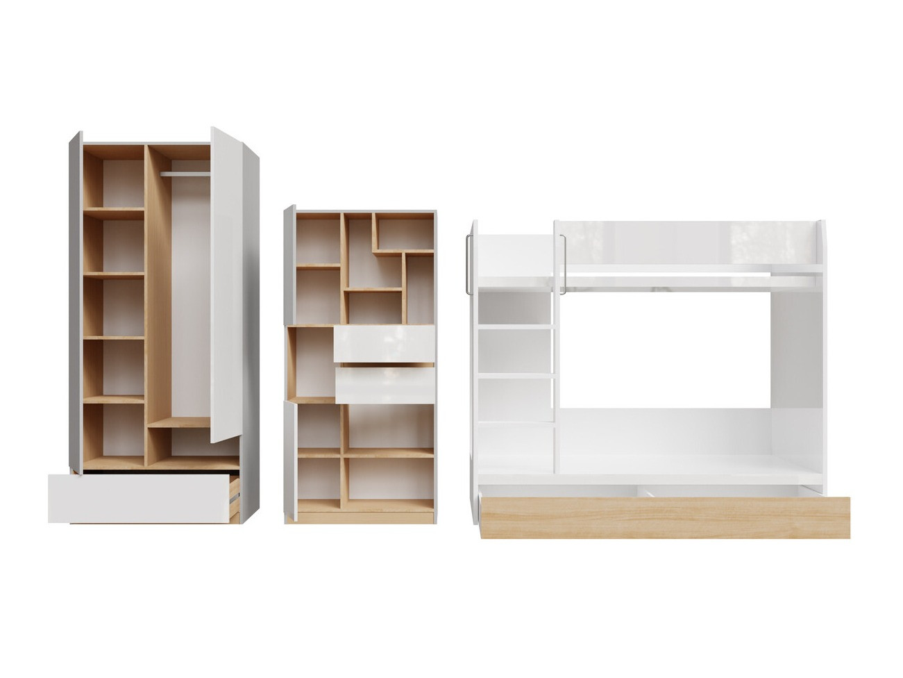 Conjunto de dormitorio infantil Nuevaru 119 (Blanco brillante)