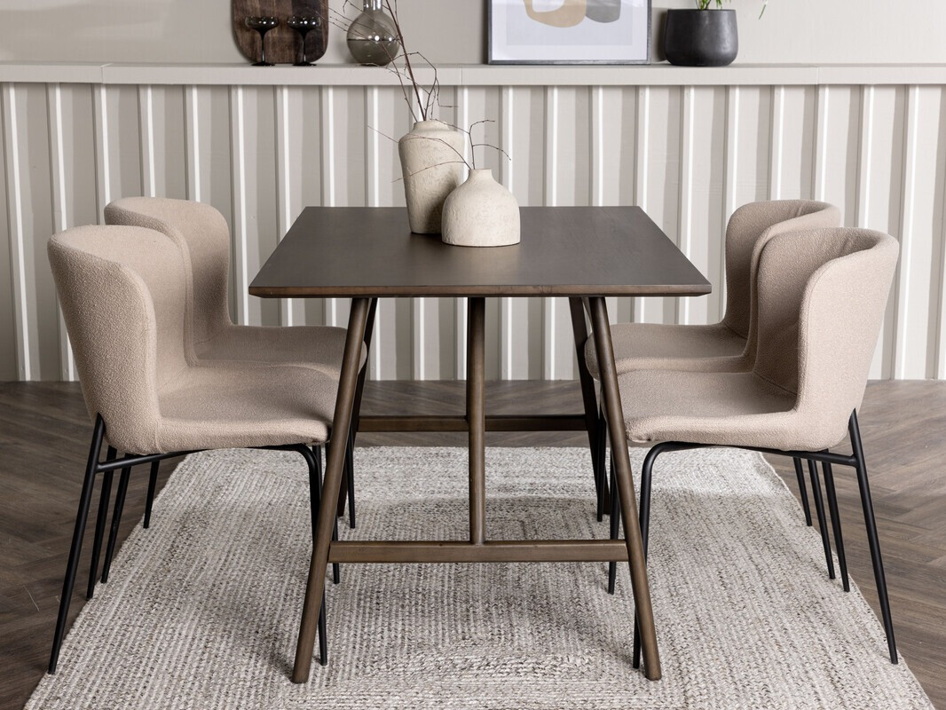 Conjunto de mesas y sillas para comedor Dallas 4114 (Beige + Negro)