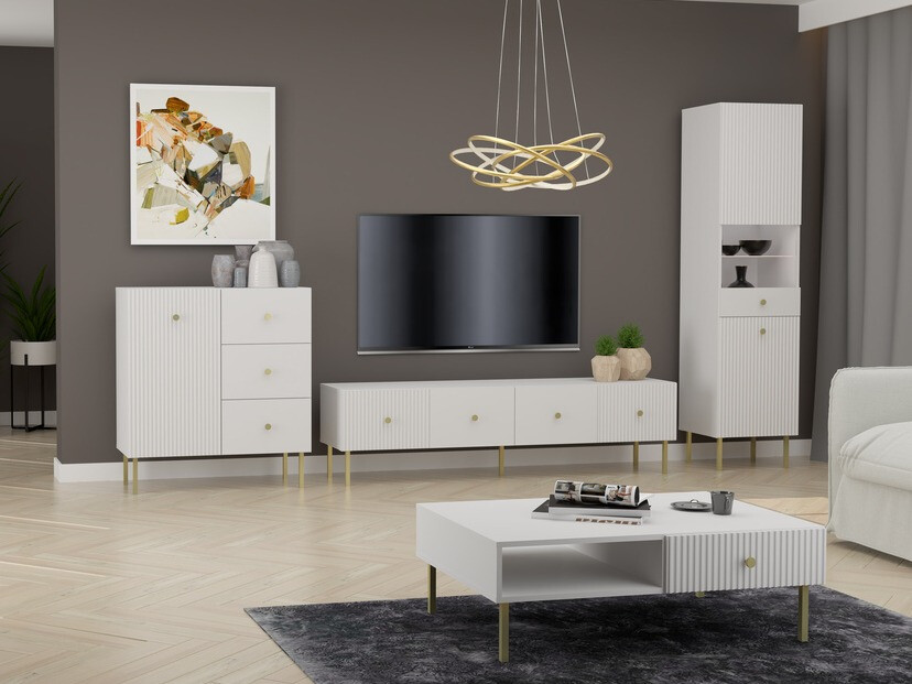 Mueble TV Etliva 105 (Blanco + Dorado)