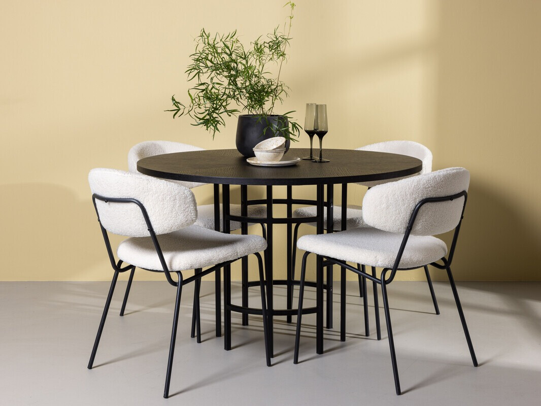 Conjunto de mesas y sillas para comedor Dallas 4144 (Negro)