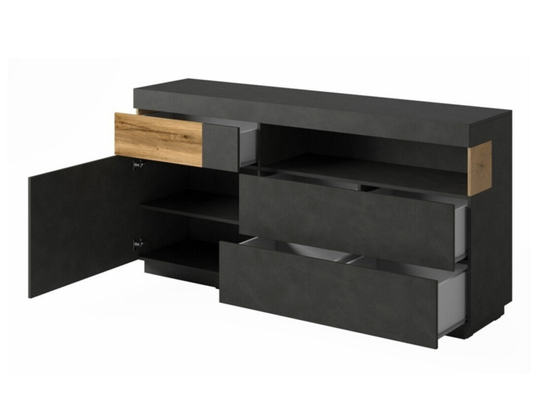 Cómoda Livlore 107 (Madera gris + Roble wotan)