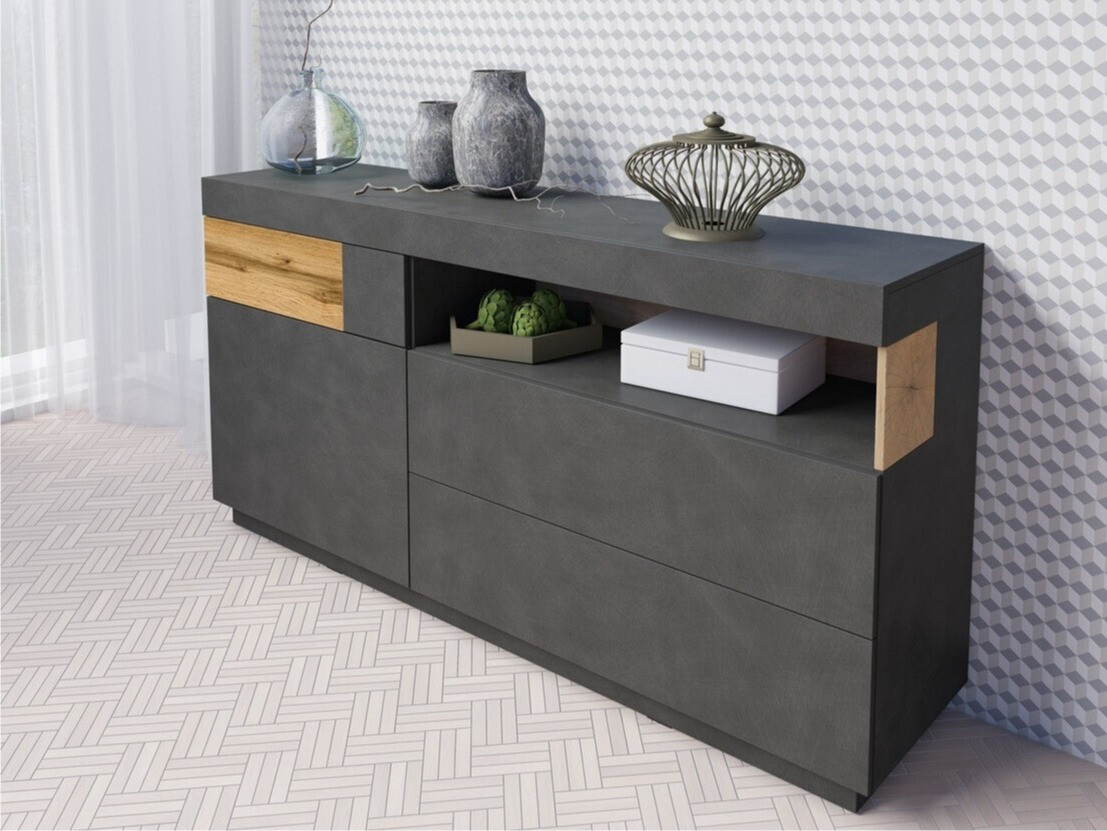 Cómoda Livlore 107 (Madera gris + Roble wotan)