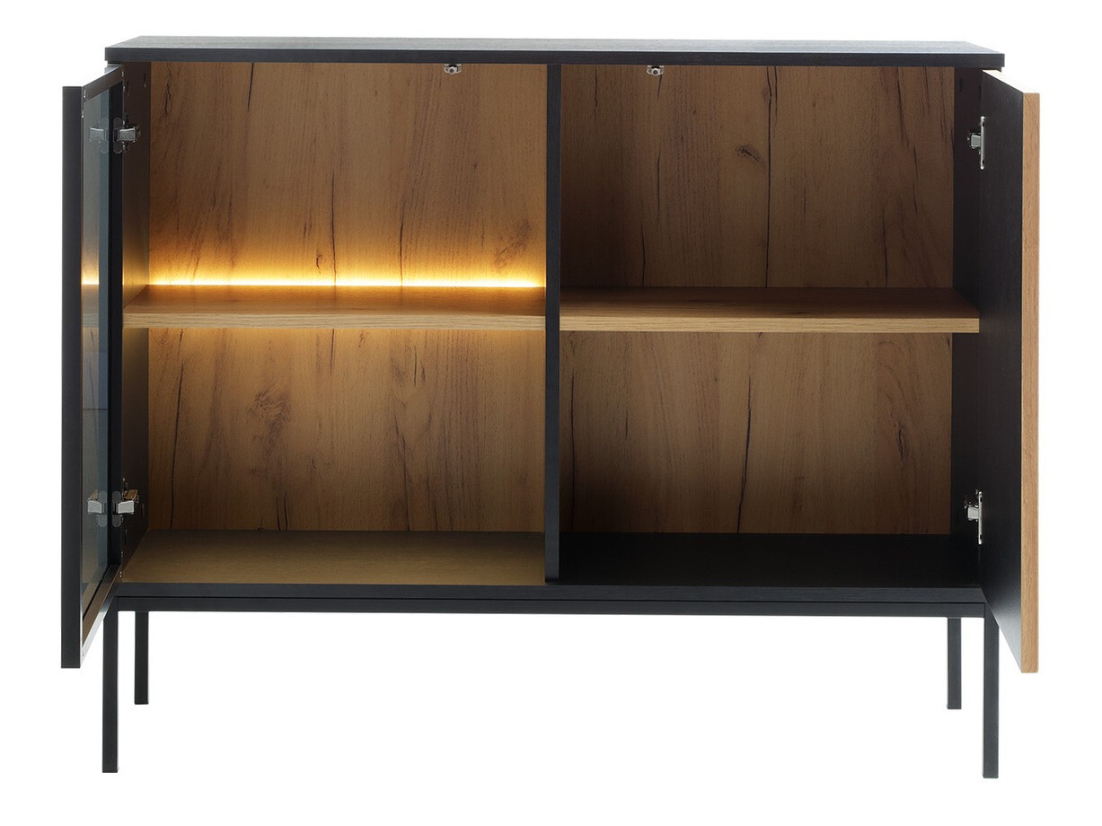 Conjunto de salón Soferi 113 (Negro + Roble wotan)