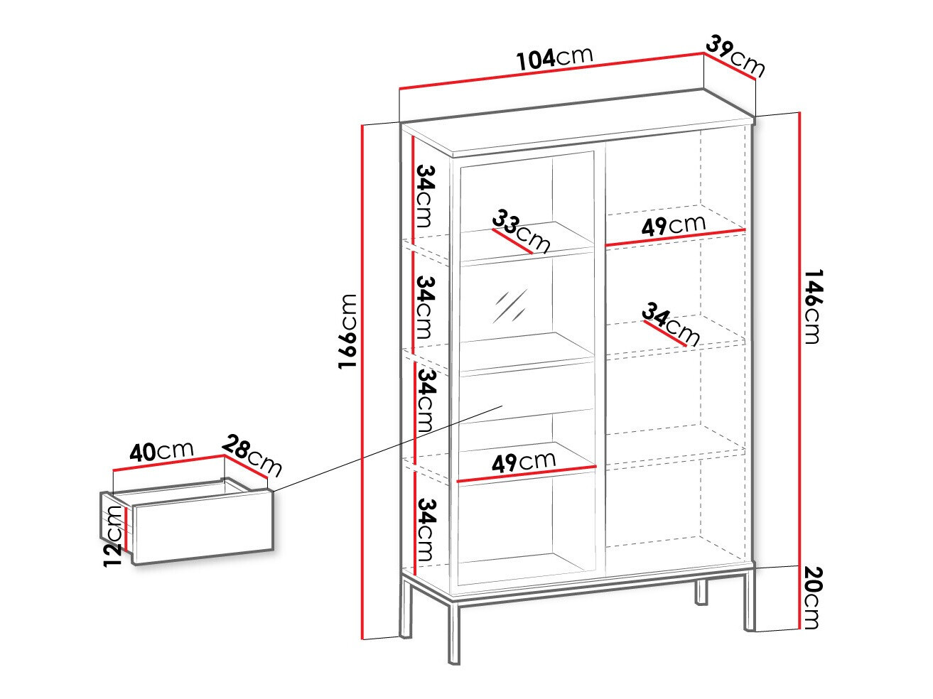 Estantería Manal (Negro + Roble wotan)