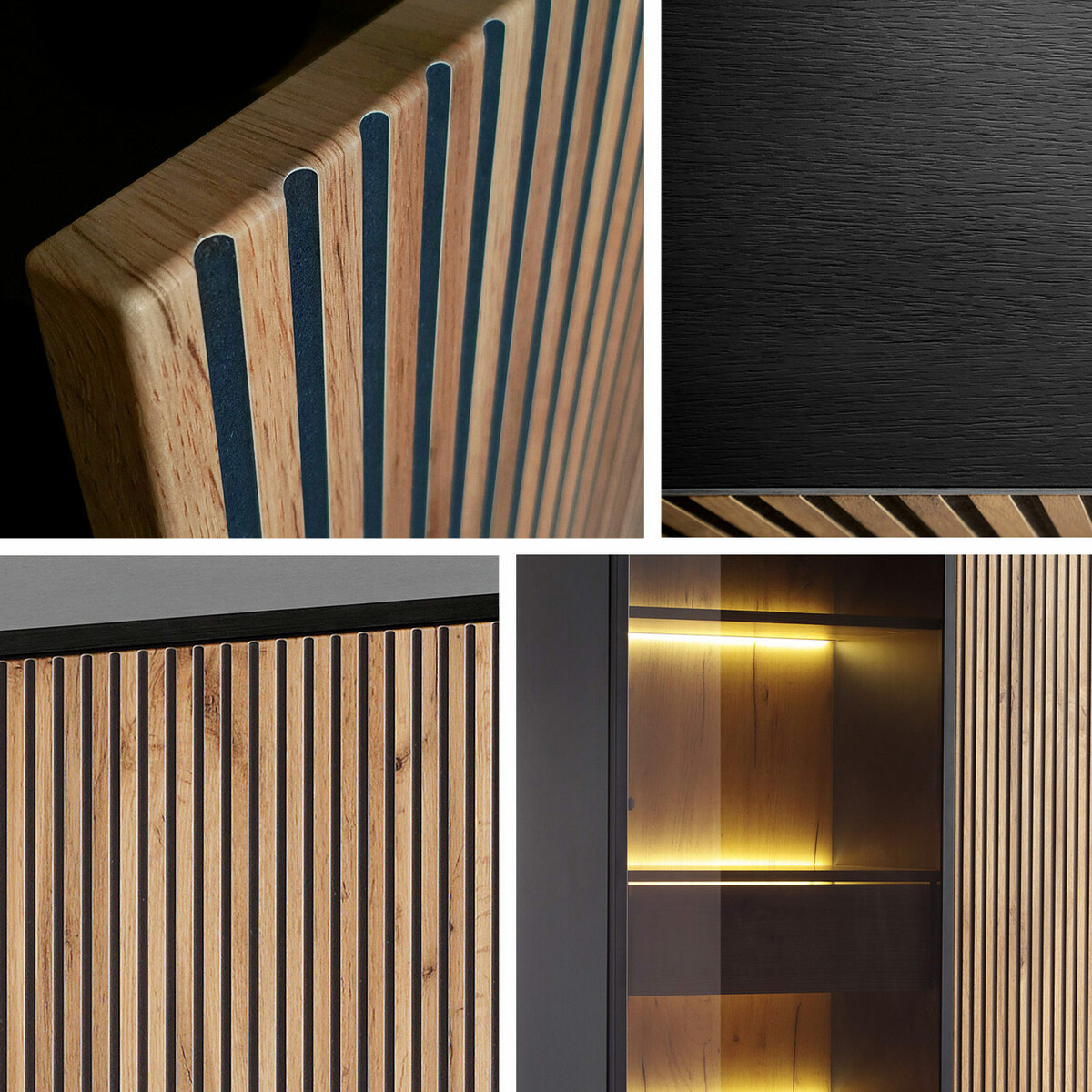 Mueble TV Manal (Negro + Roble wotan)