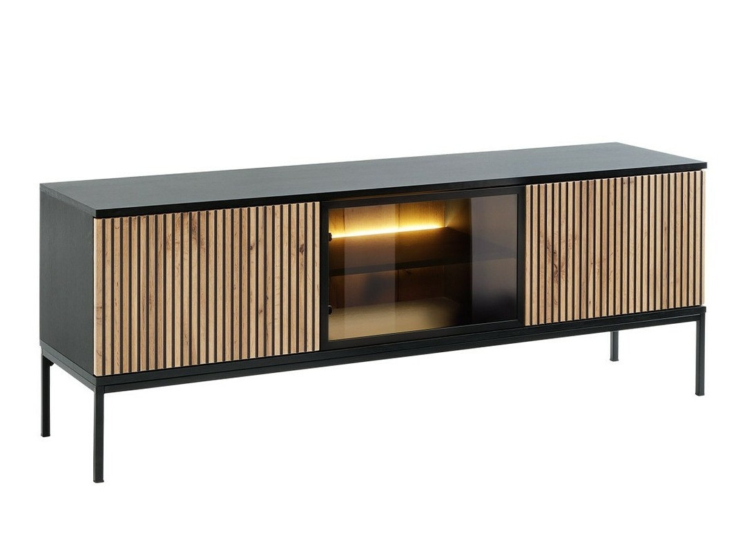 Mueble TV Soferi 111 (Negro + Roble wotan)