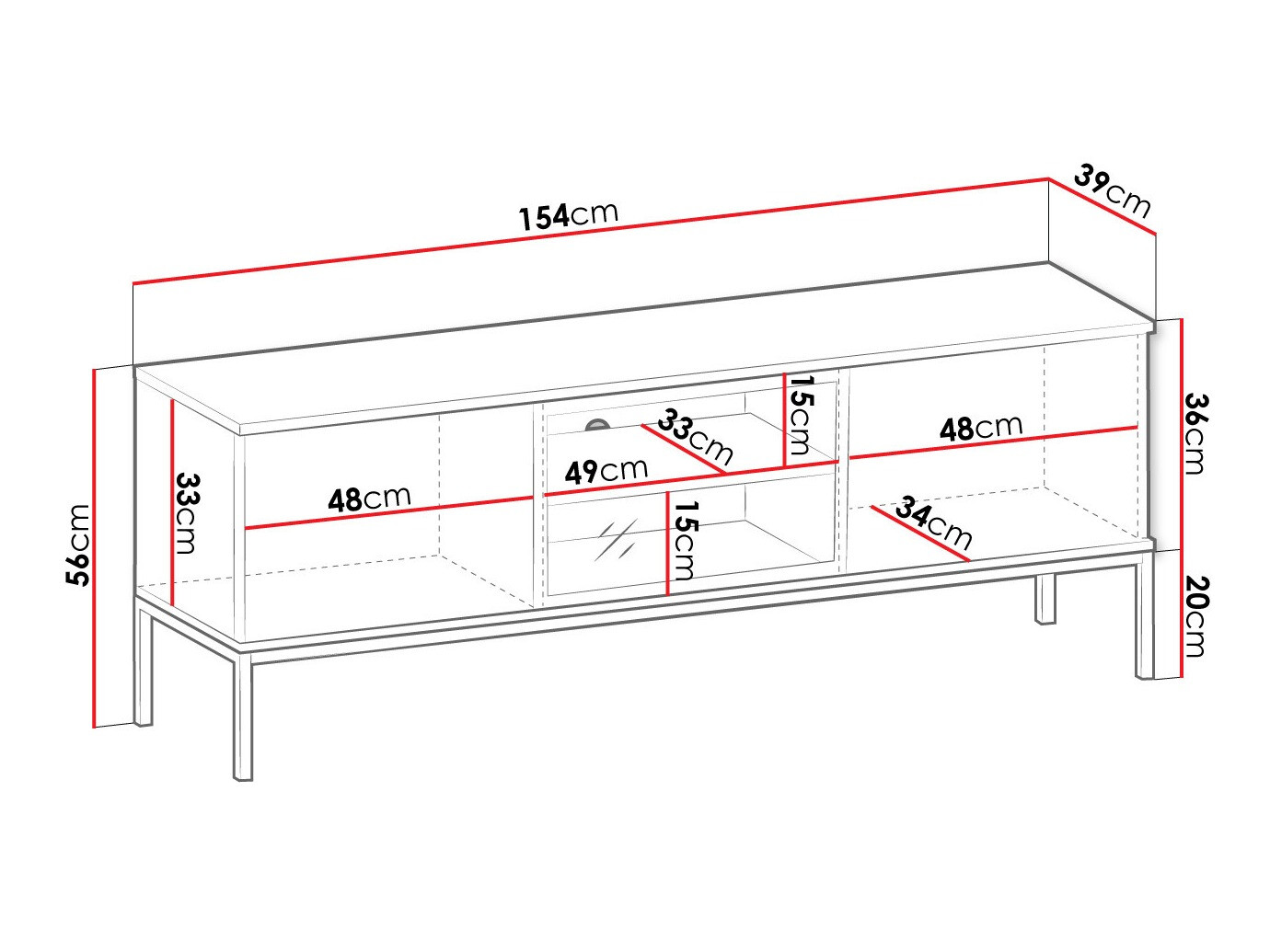 Mueble TV Soferi 111 (Negro + Roble wotan)