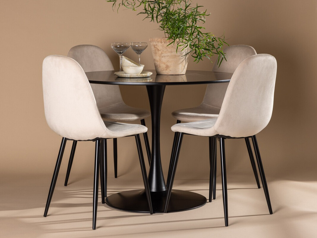Conjunto de mesas y sillas para comedor Dallas 4163 (Beige + Negro)
