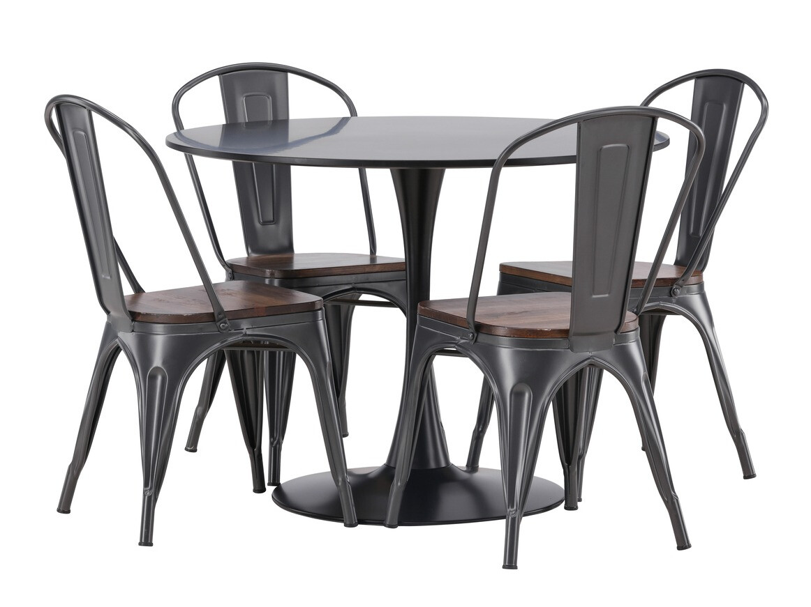 Conjunto de mesas y sillas para comedor Dallas 4170 (Negro + Marrón)