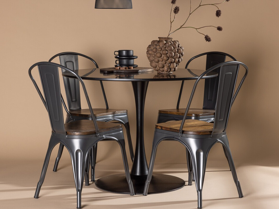 Conjunto de mesas y sillas para comedor Dallas 4170 (Negro + Marrón)