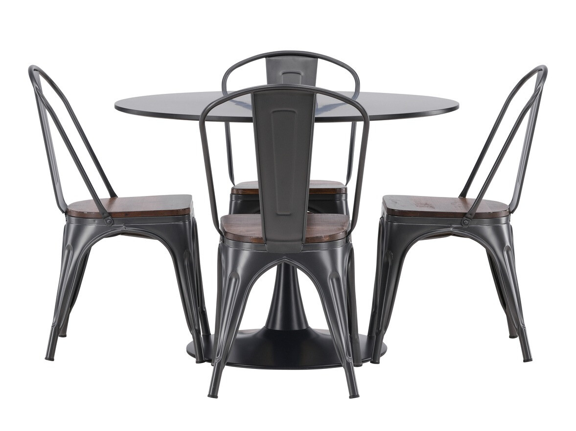 Conjunto de mesas y sillas para comedor Dallas 4170 (Negro + Marrón)