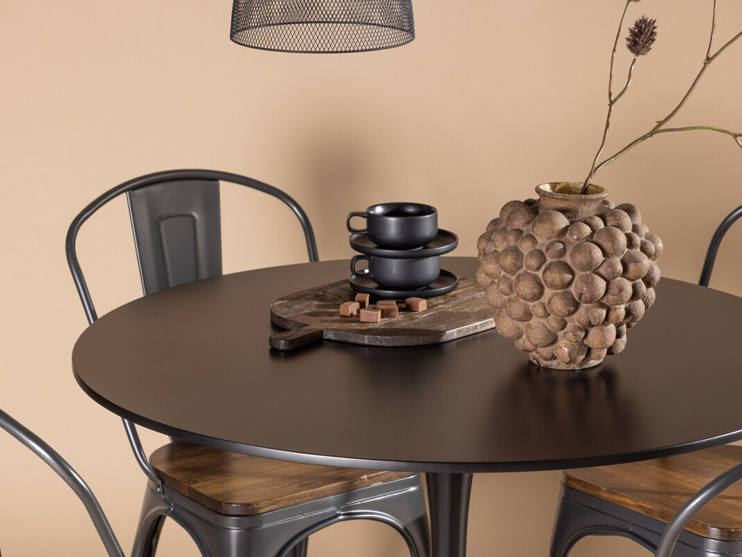 Conjunto de mesas y sillas para comedor Dallas 4170 (Negro + Marrón)