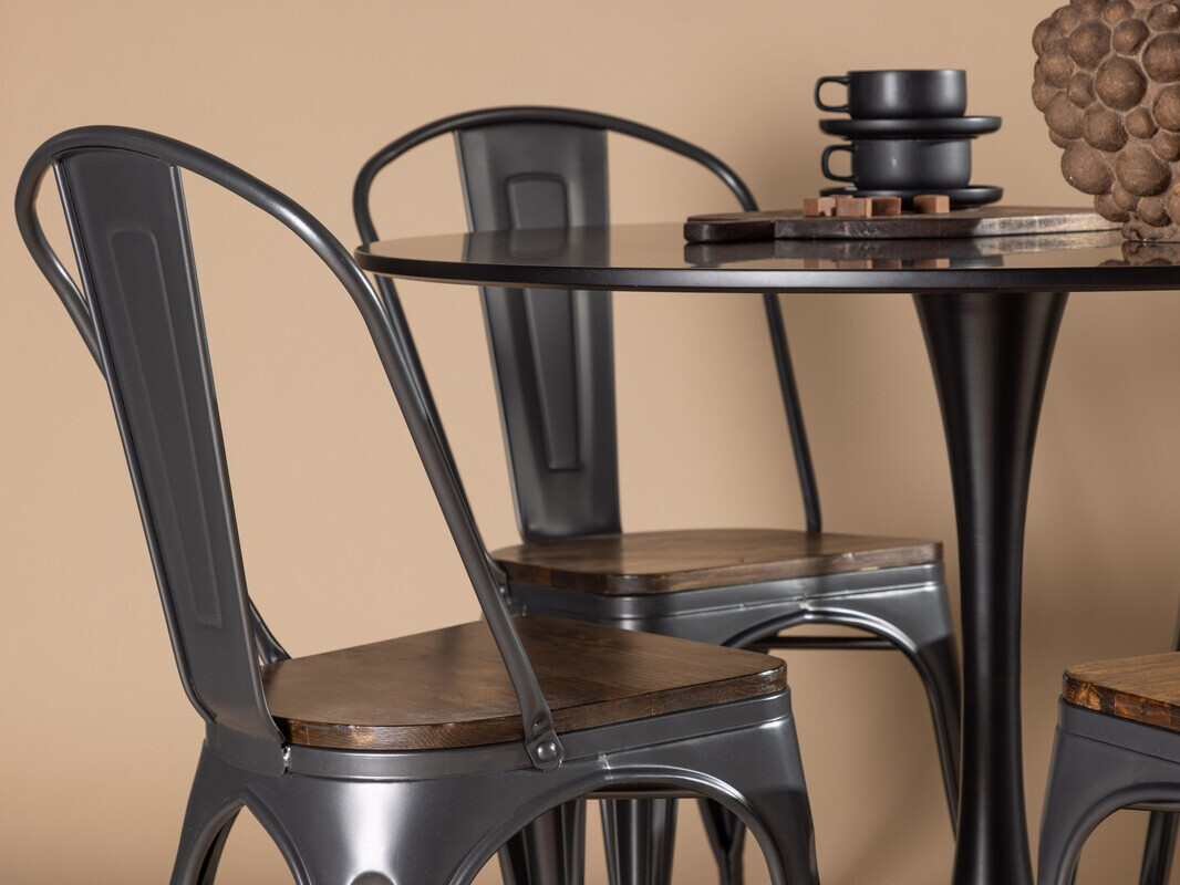 Conjunto de mesas y sillas para comedor Dallas 4170 (Negro + Marrón)