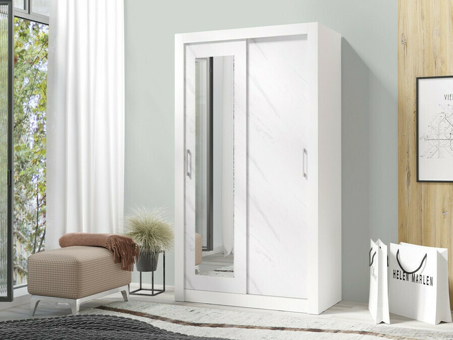 Armario Omaha 127 (Mármol blanco + Blanco)