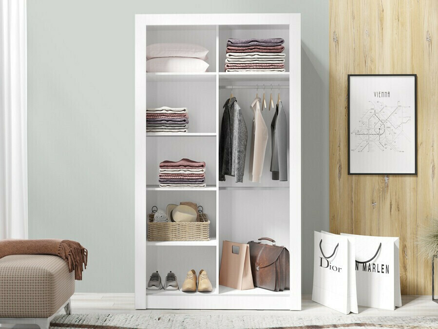 Armario Omaha 127 (Mármol blanco + Blanco)