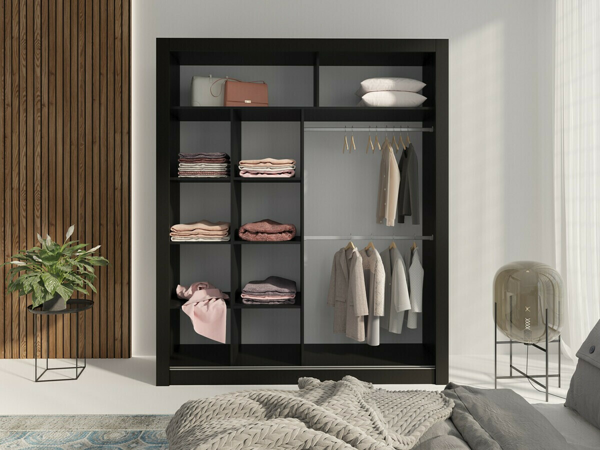 Armario Omaha 128 (Mármol negro + Negro)