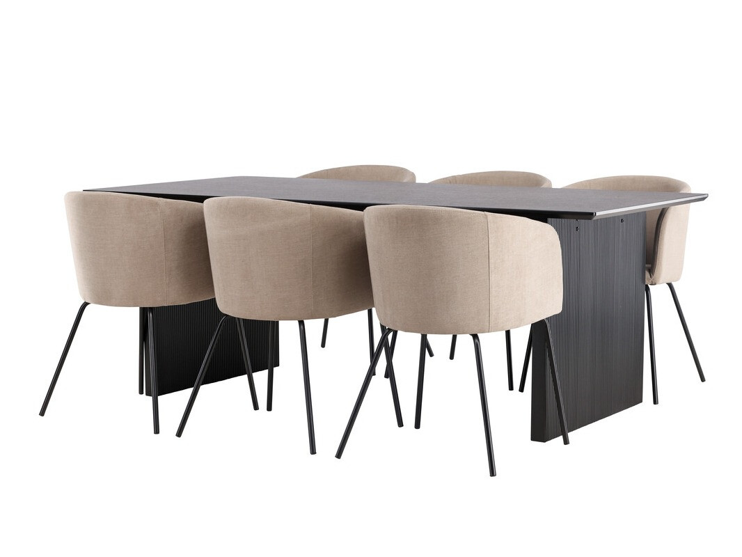 Conjunto de mesas y sillas para comedor Dallas 4182 (Beige + Negro)