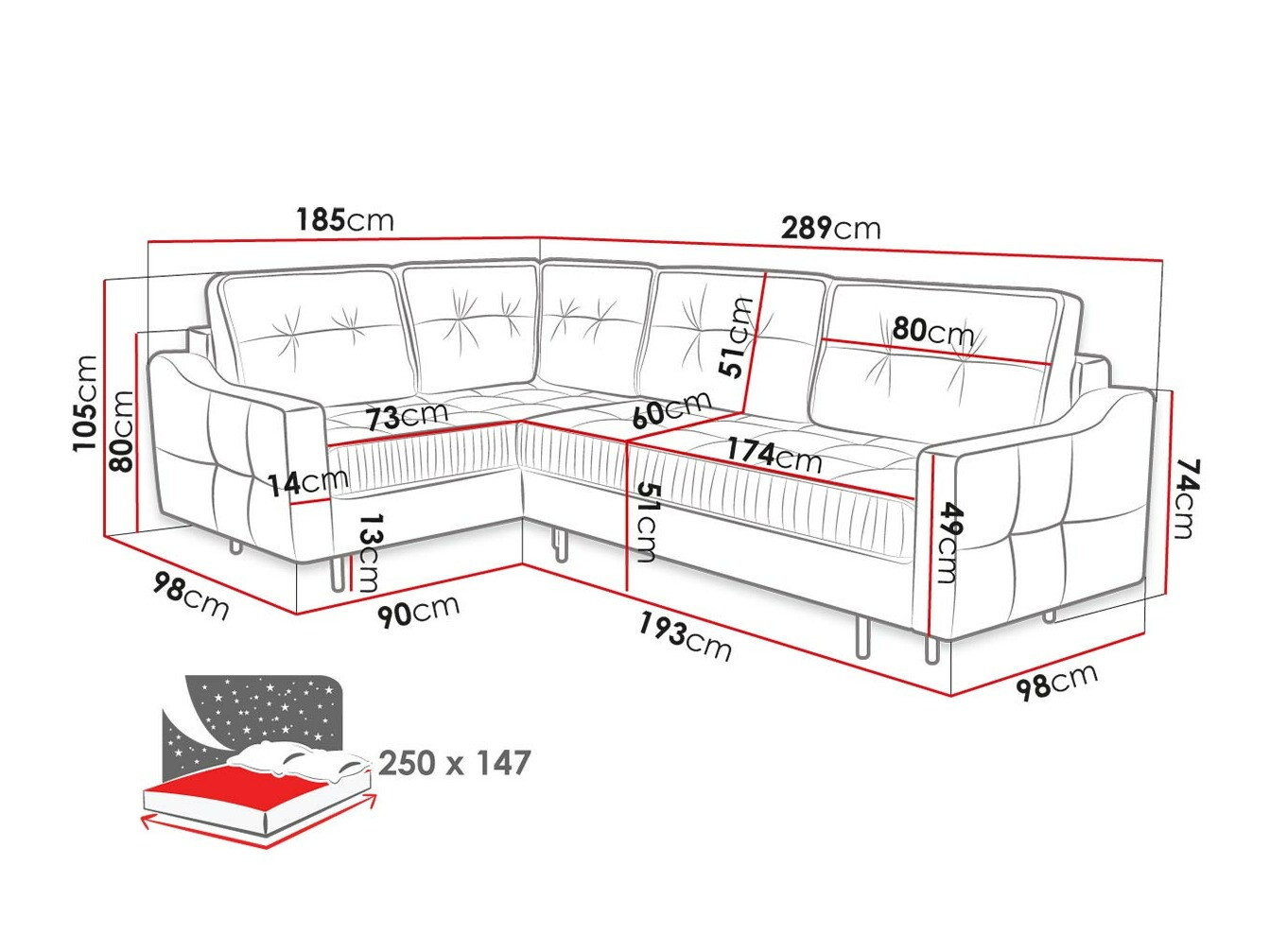 Sofá rinconero Kingsport 115 (Paros 2)