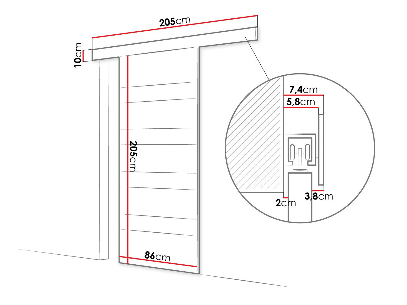 Puerta corredera Closico Materia V (Blanco + Negro)