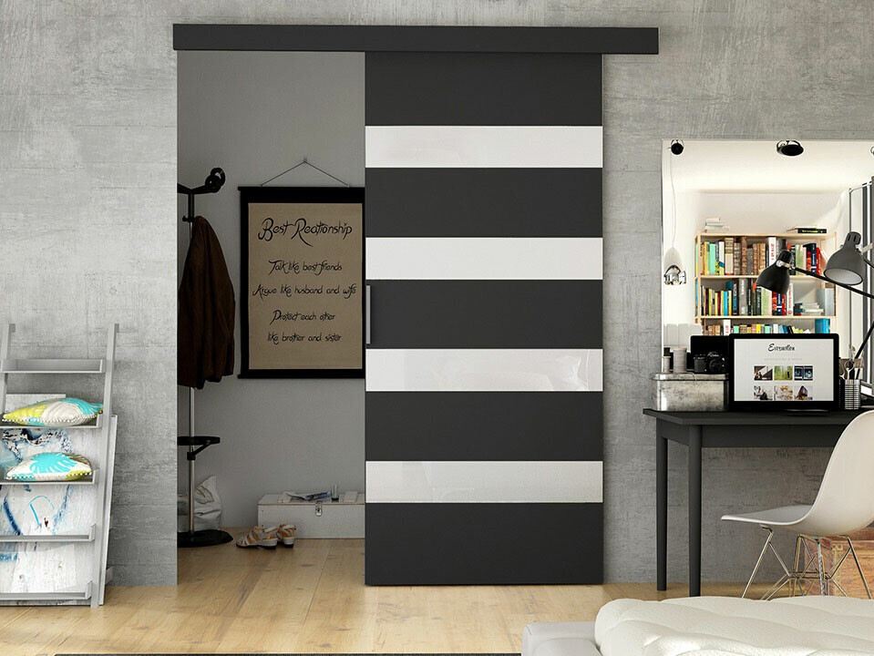 Puerta corredera Closico Materia V (Negro + Blanco)