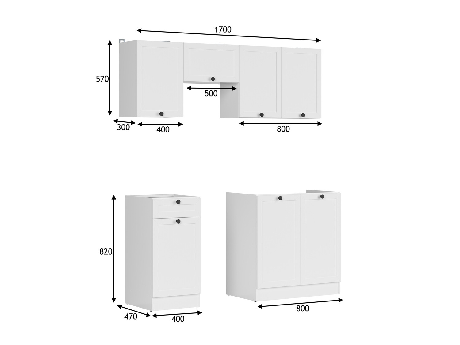 Conjunto de cocina modular Classic White 117