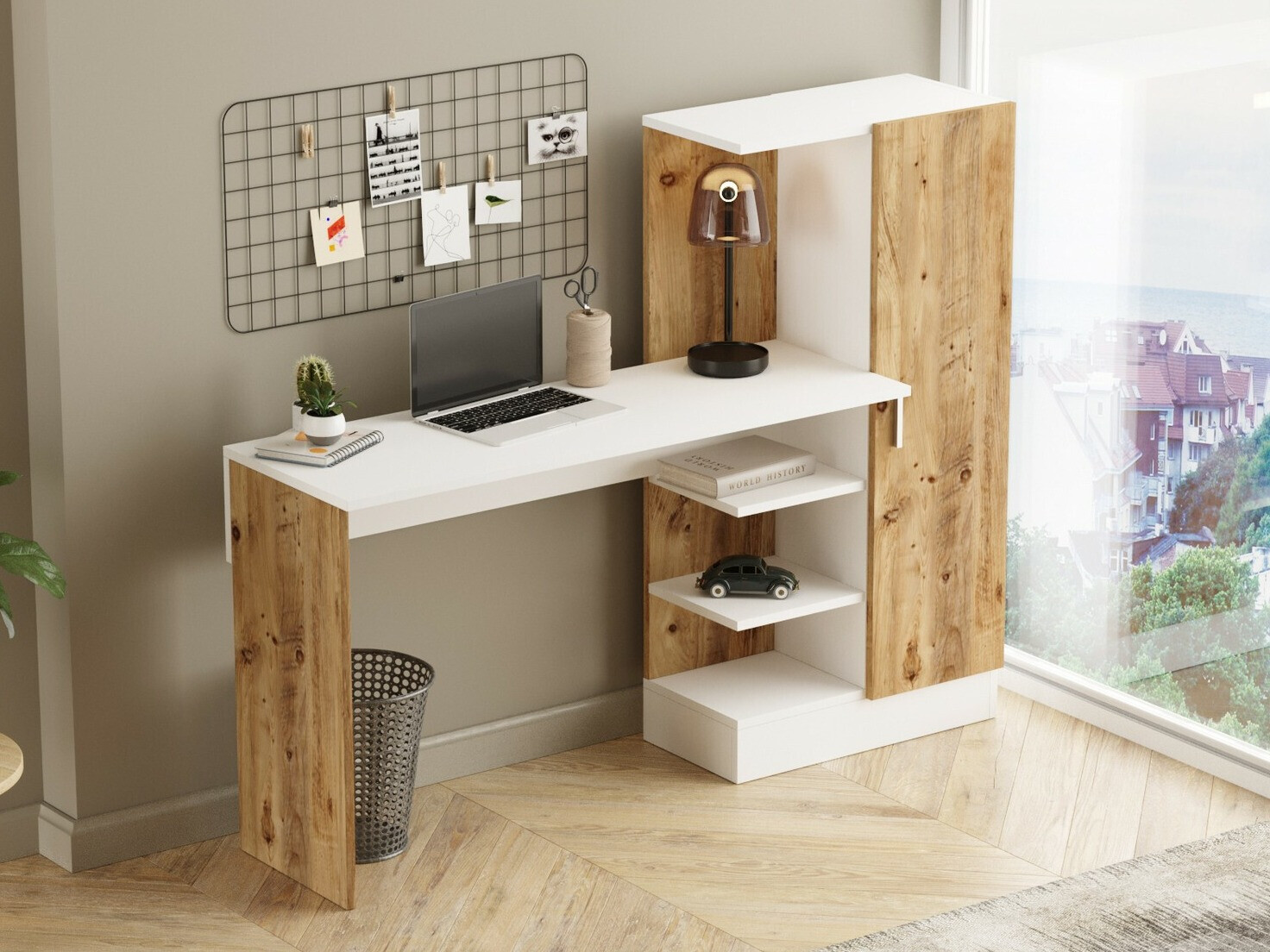 Mesa de oficina Kailua 109 (Pino + Blanco)