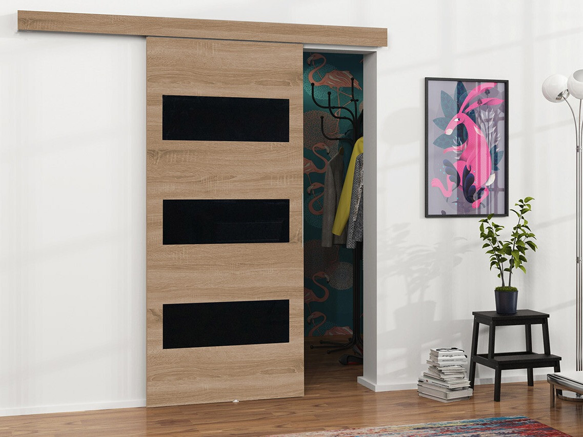 Puerta corredera Dover 136 (Roble Sonoma + Negro)