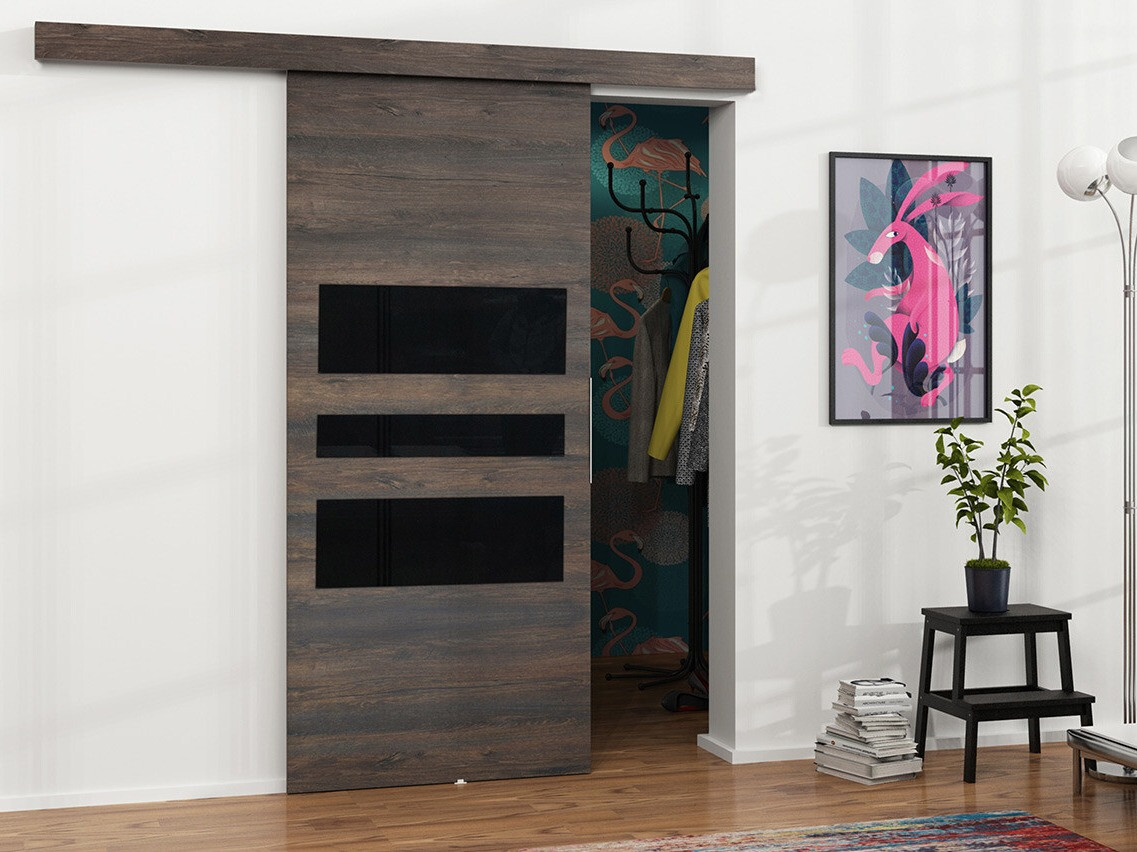 Puerta corredera Dover 138 (Fresno oscuro + Negro)