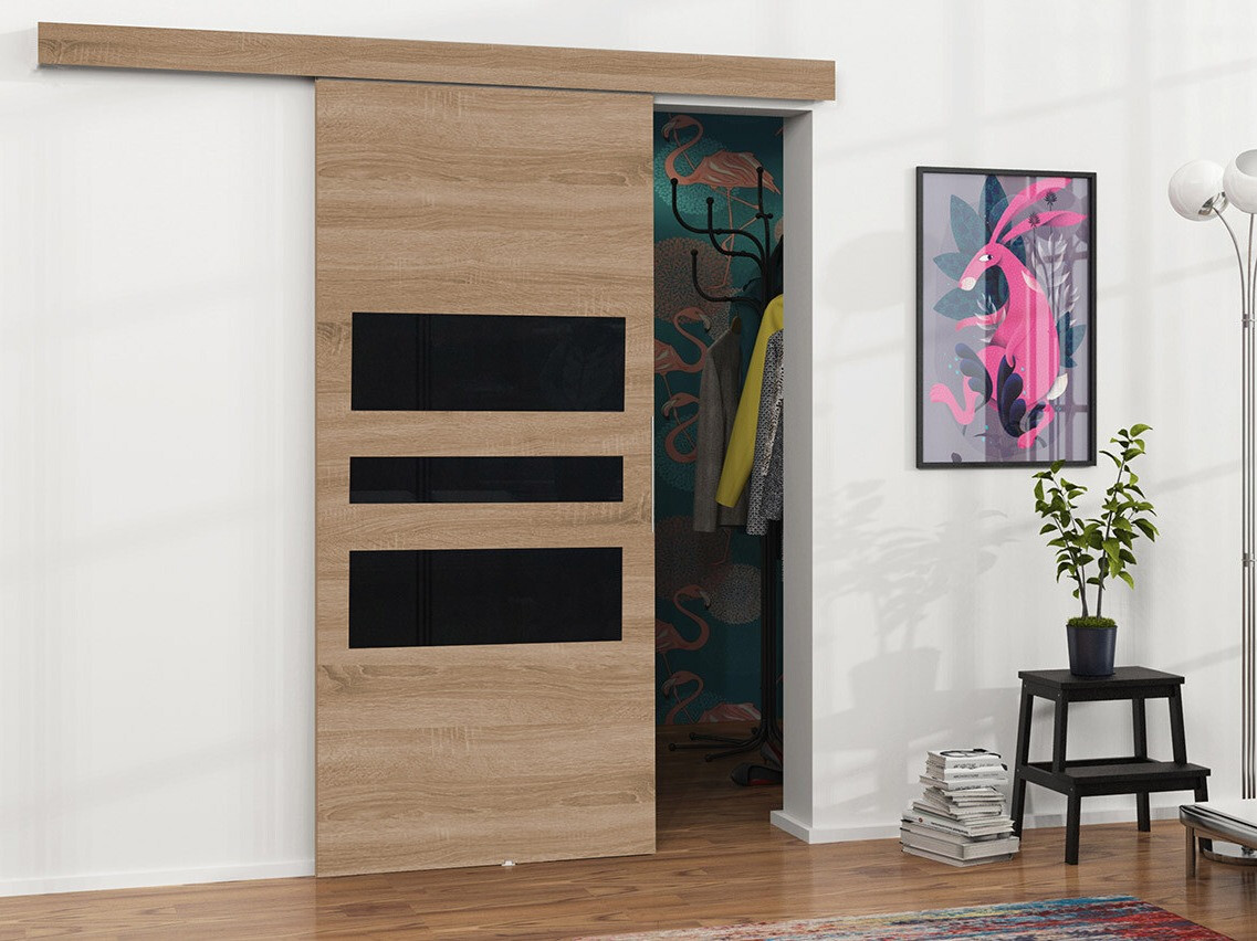 Puerta corredera Dover 138 (Roble Sonoma + Negro)