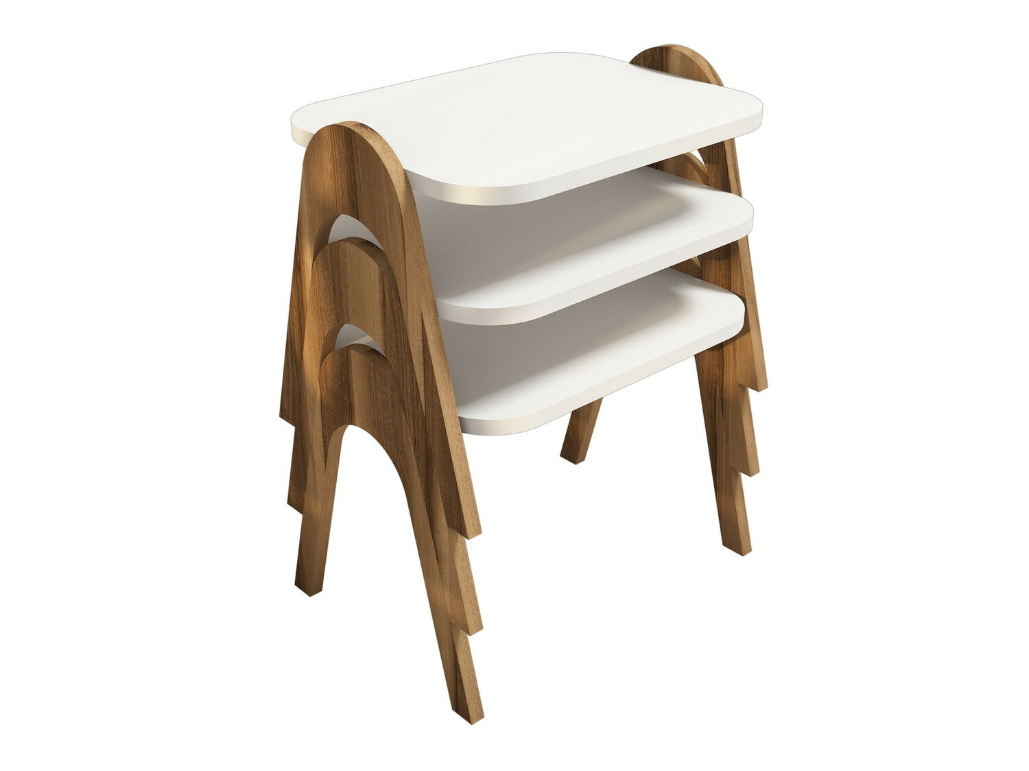 Conjunto de mesas auxiliares Kailua 1621 (Nuez + Blanco)