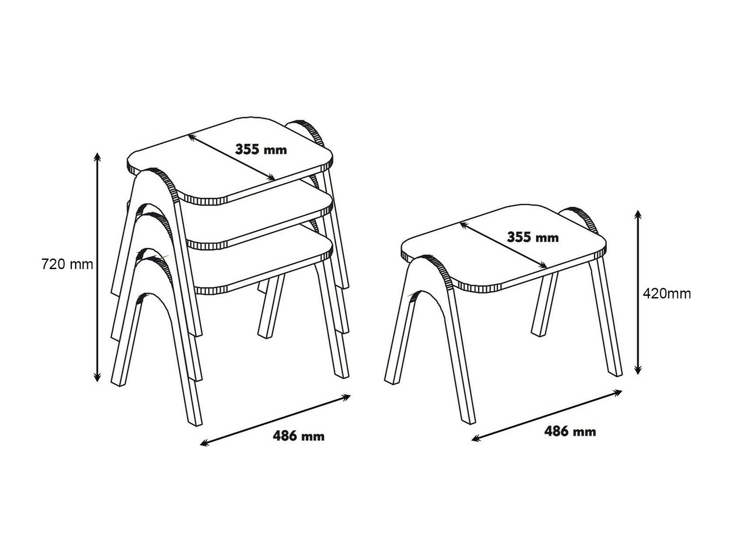 Conjunto de mesas auxiliares Kailua 1621 (Nuez + Blanco)