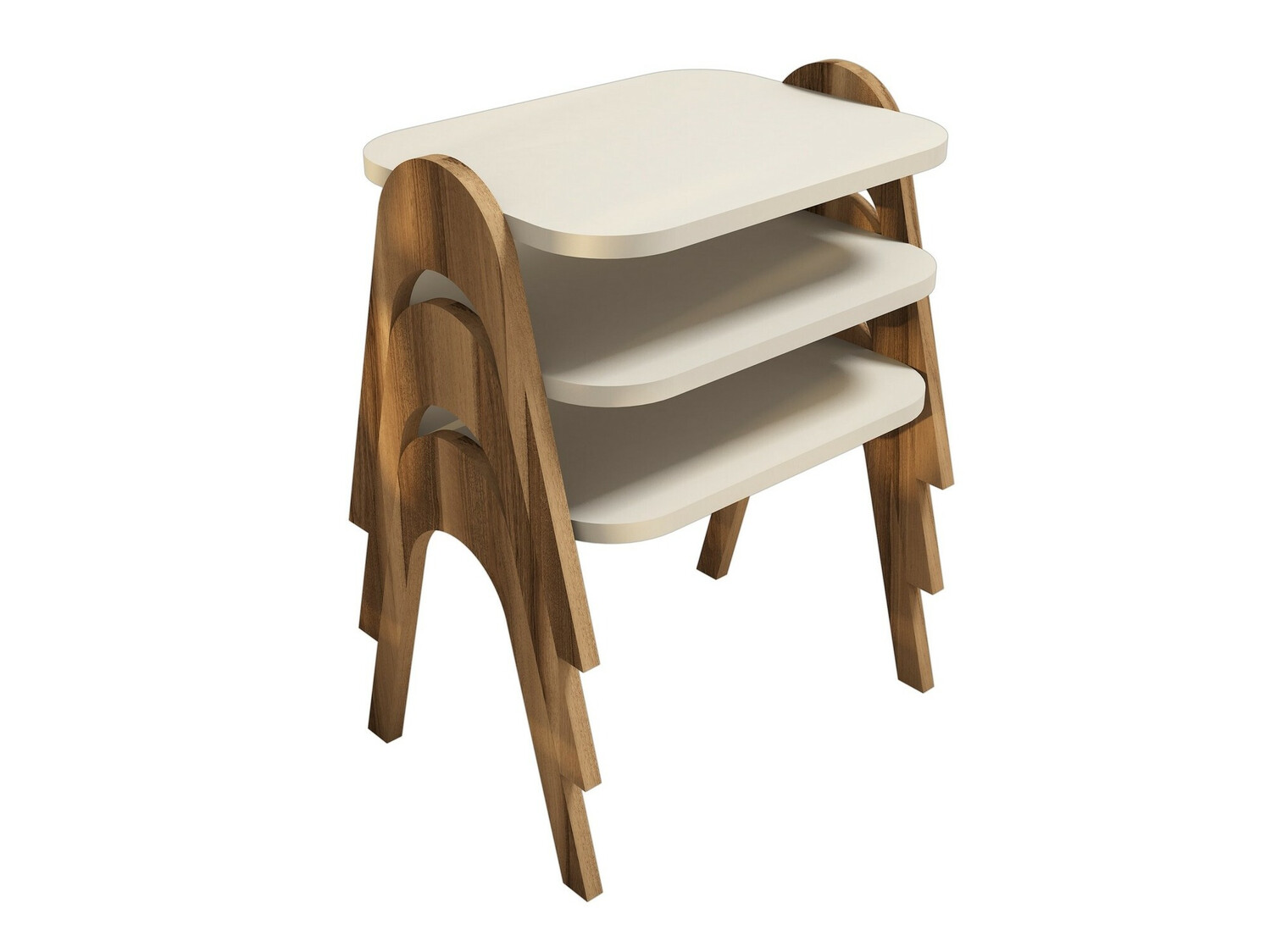 Conjunto de mesas auxiliares Kailua 1621 (Nuez + Crema)